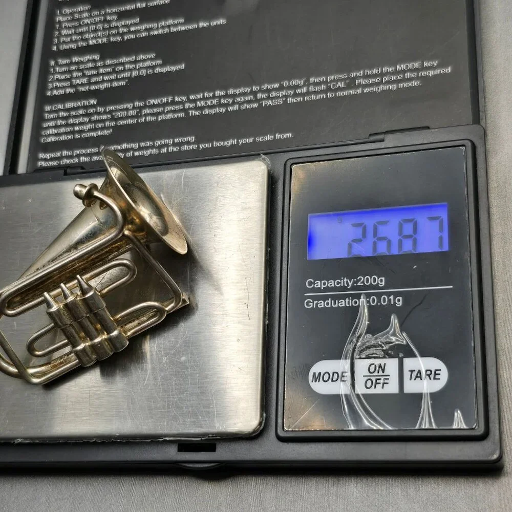 Vintage Taxco Sterling Silver French Horn Brooch Mexican Tuba Musical Pin TC-48 - Picture 12 of 12